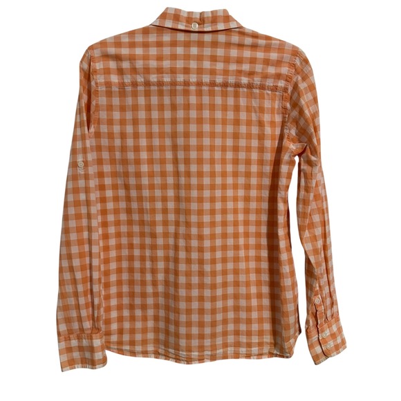 Patagonia Womens‎ Button Up Shirt  Orange White Gingham Check Organic Cotton - Picture 6 of 8